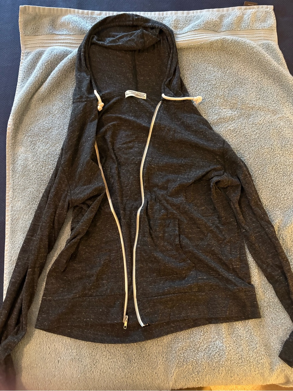 Threads 4 Thoughts Dark Charcoal Zip Hoodie with Drawstring